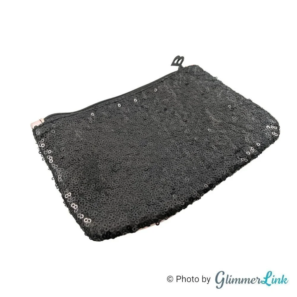 Ipsy Betty Boop Sequin Makeup Bag Pouch Black Pink